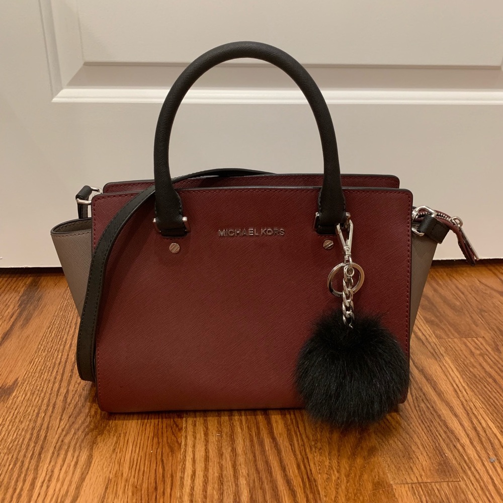 Burgundy Michael Kors Tote Bag